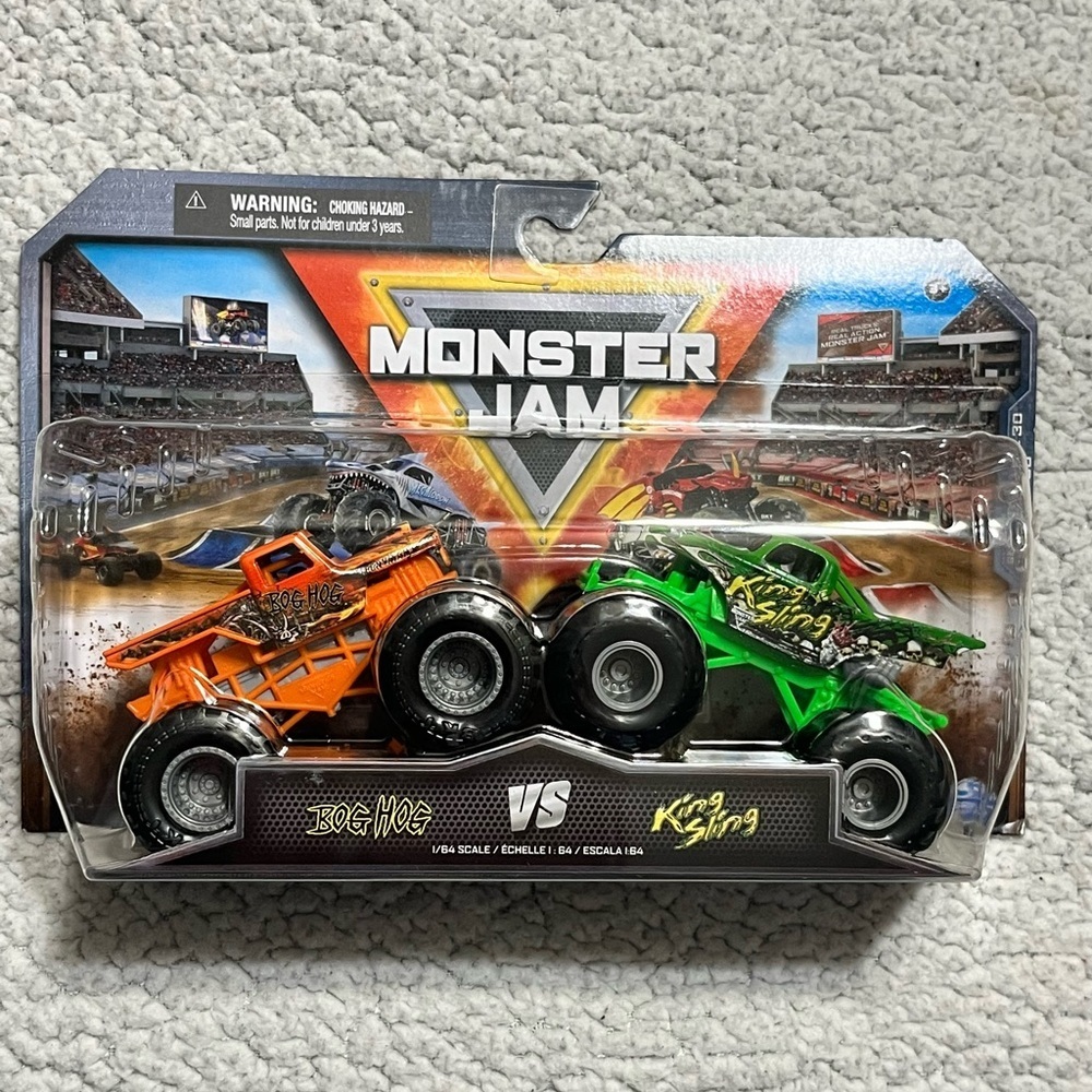 Monster Jam 1:64 Scale Die-Cast 2-Pack featuring Bog Hog vs. King Sling